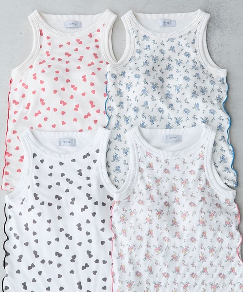 forksy.(フォルクシー)の「【forksy.】ワッフルメロー配色タンクトップ/小花柄・ハート柄(タンクトップ・レディース・ホワイト系2/アイボリー系2/ホワイト系1/アイボリー系1・FREE)」の15枚目の写真