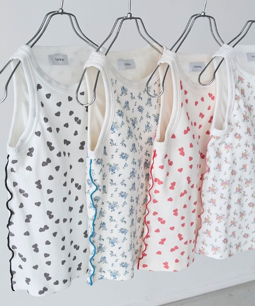forksy.(フォルクシー)の「【forksy.】ワッフルメロー配色タンクトップ/小花柄・ハート柄(タンクトップ・レディース・ホワイト系2/アイボリー系2/ホワイト系1/アイボリー系1・FREE)」の17枚目の写真