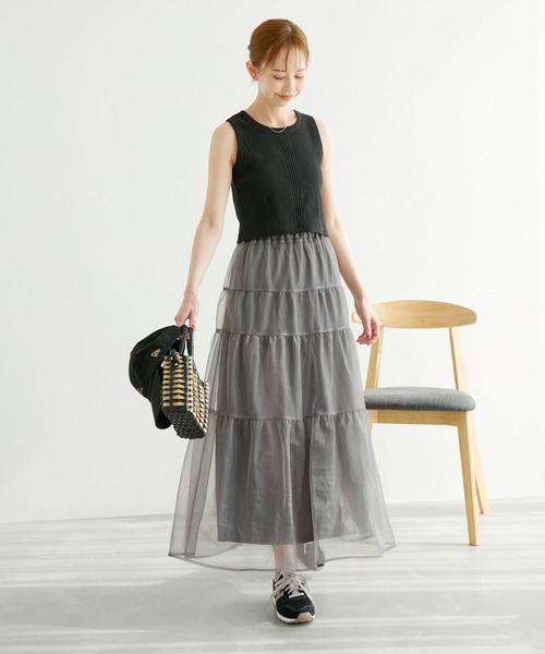 ROPE' PICNIC（ロペピクニック）の「着丈が選べるタンクトップ（タンクトップ・レディース・ベージュ/オフホワイト/ブラウン系その他2/ブラック・36/38）」の6枚目の写真