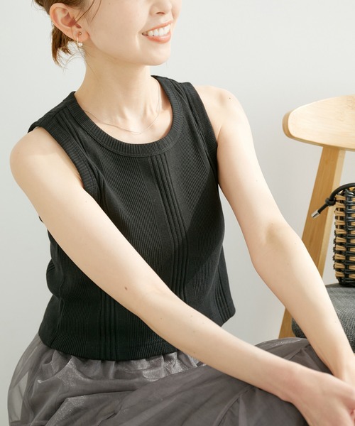 ROPE' PICNIC（ロペピクニック）の「着丈が選べるタンクトップ（タンクトップ・レディース・ベージュ/オフホワイト/ブラウン系その他2/ブラック・36/38）」の7枚目の写真