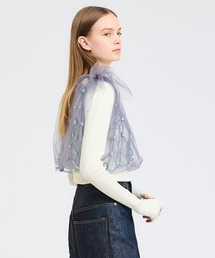 chika kisada グレー チュールトップス Chika Kisada/チカキサダ】別注Tulle Combination Knit PO