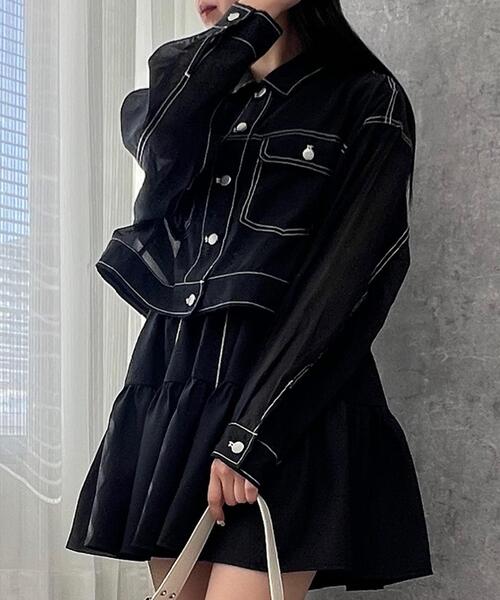 Figments（フィグメンツ）の「ステッチシアーシャツ（シャツ/ブラウス・レディース・ブラック・FREE）」の19枚目の写真