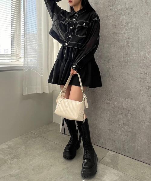 Figments（フィグメンツ）の「ステッチシアーシャツ（シャツ/ブラウス・レディース・ブラック・FREE）」の21枚目の写真