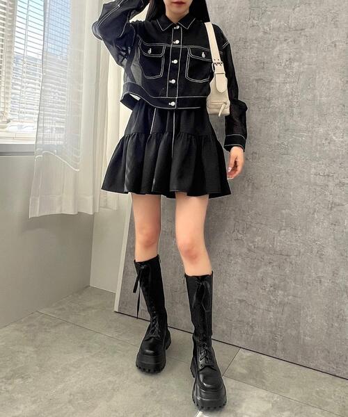 Figments（フィグメンツ）の「ステッチシアーシャツ（シャツ/ブラウス・レディース・ブラック・FREE）」の22枚目の写真