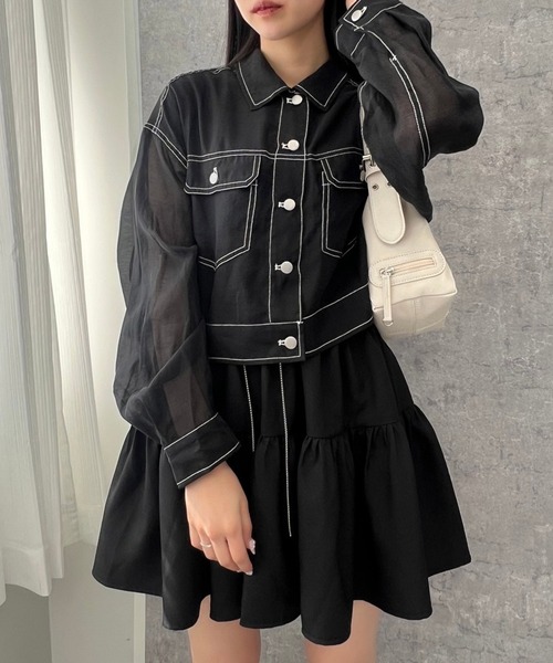 Figments（フィグメンツ）の「ステッチシアーシャツ（シャツ/ブラウス・レディース・ブラック・FREE）」の7枚目の写真