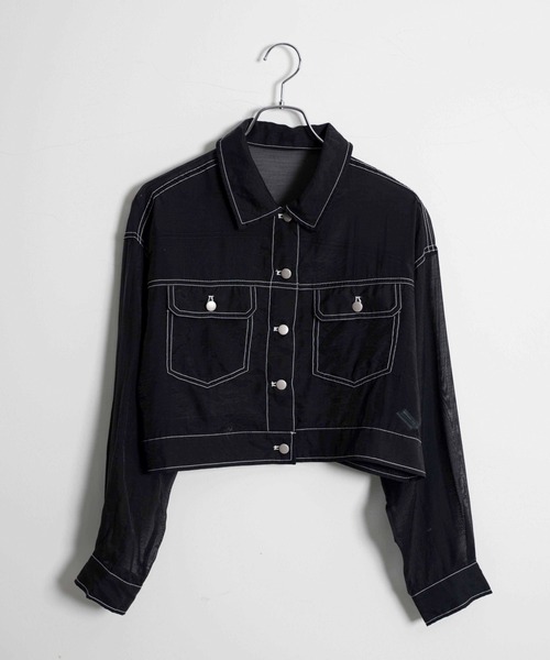 Figments（フィグメンツ）の「ステッチシアーシャツ（シャツ/ブラウス・レディース・ブラック・FREE）」の14枚目の写真