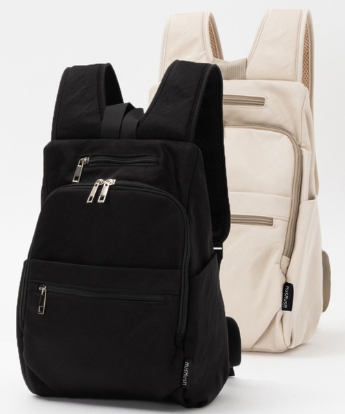 HusHusH(ハッシュアッシュ)の「HusHusH ハッシュアッシュ 人間工学ナイロンリュック(バックパック/リュック・レディース・ブラック/グレイッシュベージュ・フリー)」の3枚目の写真