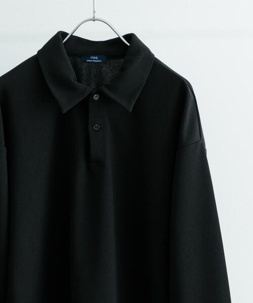 ITEMS URBANRESEARCH（アイテムズ アーバンリサーチ）の「Wフェイスジョーゼット ロングスリーブ ポロ（シャツ/ブラウス・メンズ・ブラック/ベージュ/チャコールグレー・MEDIUM/LARGE）」の2枚目の写真