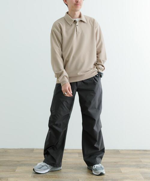 ITEMS URBANRESEARCH（アイテムズ アーバンリサーチ）の「Wフェイスジョーゼット ロングスリーブ ポロ（シャツ/ブラウス・メンズ・ブラック/ベージュ/チャコールグレー・MEDIUM/LARGE）」の12枚目の写真