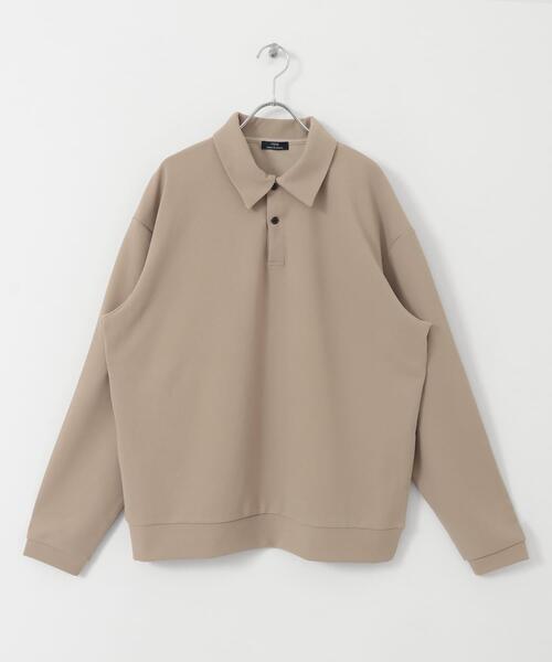 ITEMS URBANRESEARCH（アイテムズ アーバンリサーチ）の「Wフェイスジョーゼット ロングスリーブ ポロ（シャツ/ブラウス・メンズ・ブラック/ベージュ/チャコールグレー・MEDIUM/LARGE）」の14枚目の写真