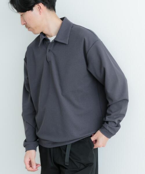 ITEMS URBANRESEARCH（アイテムズ アーバンリサーチ）の「Wフェイスジョーゼット ロングスリーブ ポロ（シャツ/ブラウス・メンズ・ブラック/ベージュ/チャコールグレー・MEDIUM/LARGE）」の20枚目の写真