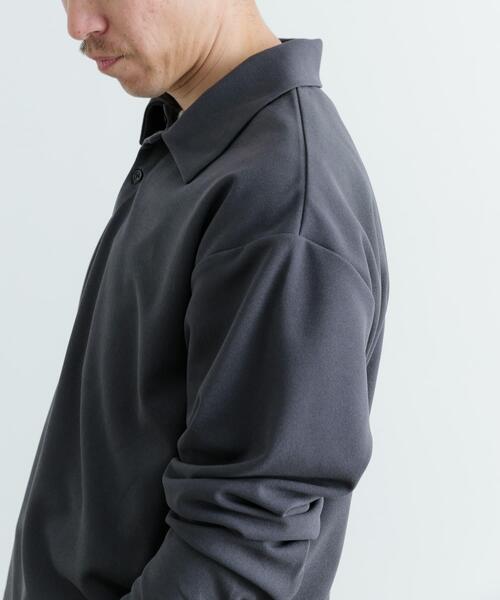 ITEMS URBANRESEARCH（アイテムズ アーバンリサーチ）の「Wフェイスジョーゼット ロングスリーブ ポロ（シャツ/ブラウス・メンズ・ブラック/ベージュ/チャコールグレー・MEDIUM/LARGE）」の21枚目の写真