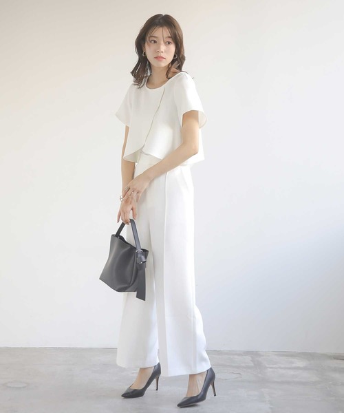 WHITE JOOLA（ホワイトジョーラ）の「骨格を問わずにスタイルアップして見える魔法のブラウス♪【洗濯機OK＆2wayストレッチ】WEB限定！ダブルぷりっとクロス・クロップド丈チューリップブラウス（シャツ/ブラウス・レディース・ブラック/ネイビー/オフホワイト・L/M/S）」の18枚目の写真