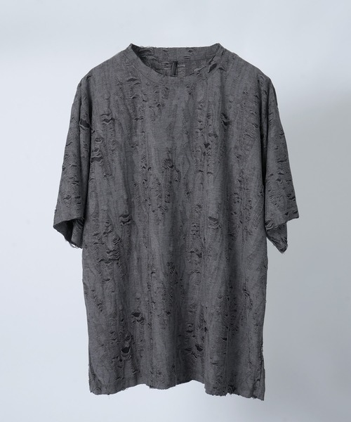 Starting Over(スターティングオーバー)の「tie dye pattern double cloth damage T-shirt/タイダイ柄 無地 接結 ダメージ 半袖Tシャツ(Tシャツ/カットソー・メンズ・ベージュ/ブラウン/チャコールグレー/ブラック・M/L/XL)」の1枚目の写真