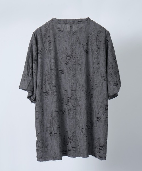 Starting Over(スターティングオーバー)の「tie dye pattern double cloth damage T-shirt/タイダイ柄 無地 接結 ダメージ 半袖Tシャツ(Tシャツ/カットソー・メンズ・ベージュ/ブラウン/チャコールグレー/ブラック・M/L/XL)」の5枚目の写真