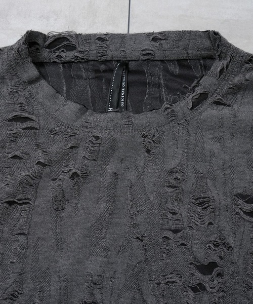 Starting Over(スターティングオーバー)の「tie dye pattern double cloth damage T-shirt/タイダイ柄 無地 接結 ダメージ 半袖Tシャツ(Tシャツ/カットソー・メンズ・ベージュ/ブラウン/チャコールグレー/ブラック・M/L/XL)」の10枚目の写真