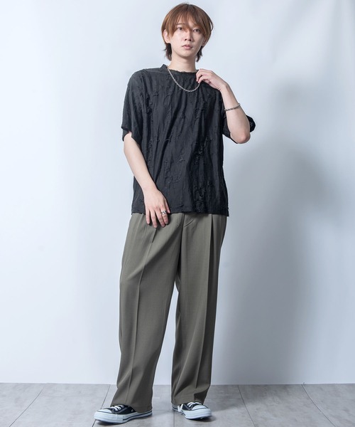 Starting Over(スターティングオーバー)の「tie dye pattern double cloth damage T-shirt/タイダイ柄 無地 接結 ダメージ 半袖Tシャツ(Tシャツ/カットソー・メンズ・ベージュ/ブラウン/チャコールグレー/ブラック・M/L/XL)」の11枚目の写真