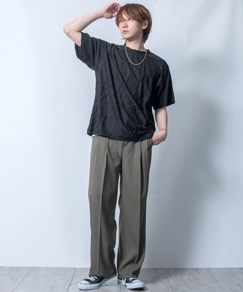 Starting Over(スターティングオーバー)の「tie dye pattern double cloth damage T-shirt/タイダイ柄 無地 接結 ダメージ 半袖Tシャツ(Tシャツ/カットソー・メンズ・ベージュ/ブラウン/チャコールグレー/ブラック・M/L/XL)」の12枚目の写真
