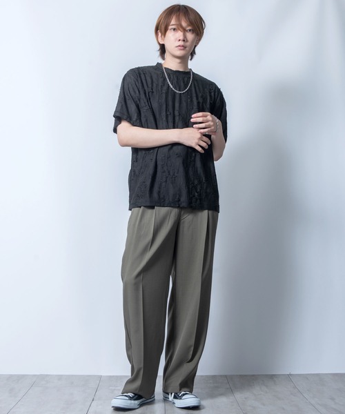 Starting Over(スターティングオーバー)の「tie dye pattern double cloth damage T-shirt/タイダイ柄 無地 接結 ダメージ 半袖Tシャツ(Tシャツ/カットソー・メンズ・ベージュ/ブラウン/チャコールグレー/ブラック・M/L/XL)」の13枚目の写真