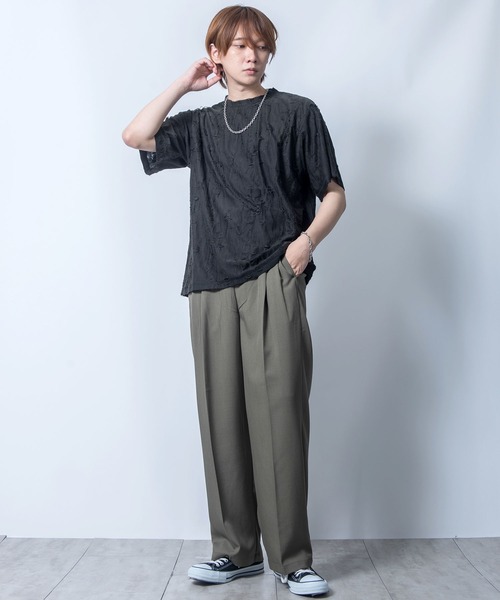 Starting Over(スターティングオーバー)の「tie dye pattern double cloth damage T-shirt/タイダイ柄 無地 接結 ダメージ 半袖Tシャツ(Tシャツ/カットソー・メンズ・ベージュ/ブラウン/チャコールグレー/ブラック・M/L/XL)」の16枚目の写真