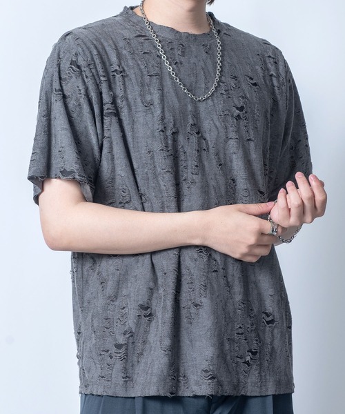 セール】tie dye pattern double cloth damage T-shirt/タイダイ