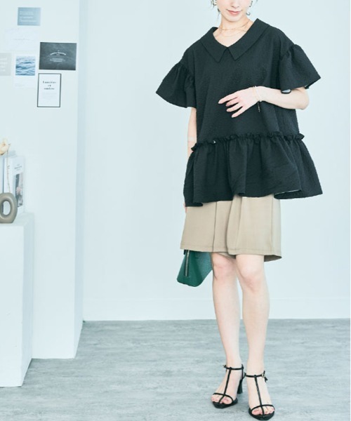 kirakiraShop(キラキラショップ)の「エンボスペプラム フレア ブラウス(シャツ/ブラウス・レディース・ブルー系その他/ホワイト/ブラック・M/L)」の21枚目の写真