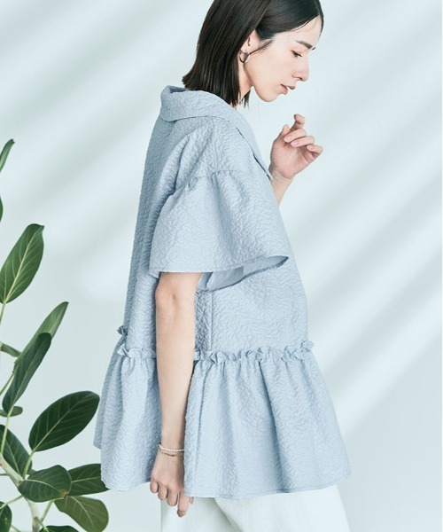 kirakiraShop(キラキラショップ)の「エンボスペプラム フレア ブラウス(シャツ/ブラウス・レディース・ブルー系その他/ホワイト/ブラック・M/L)」の19枚目の写真
