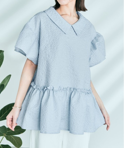 kirakiraShop(キラキラショップ)の「エンボスペプラム フレア ブラウス(シャツ/ブラウス・レディース・ブルー系その他/ホワイト/ブラック・M/L)」の16枚目の写真