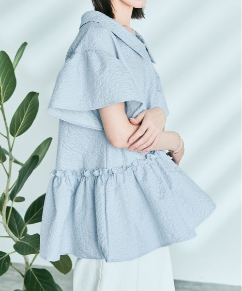 kirakiraShop(キラキラショップ)の「エンボスペプラム フレア ブラウス(シャツ/ブラウス・レディース・ブルー系その他/ホワイト/ブラック・M/L)」の15枚目の写真