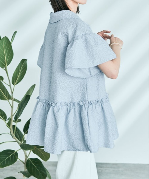 kirakiraShop(キラキラショップ)の「エンボスペプラム フレア ブラウス(シャツ/ブラウス・レディース・ブルー系その他/ホワイト/ブラック・M/L)」の14枚目の写真