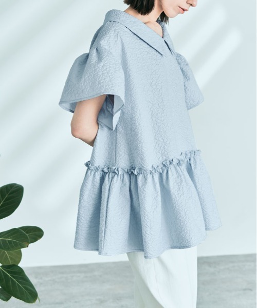 kirakiraShop(キラキラショップ)の「エンボスペプラム フレア ブラウス(シャツ/ブラウス・レディース・ブルー系その他/ホワイト/ブラック・M/L)」の12枚目の写真