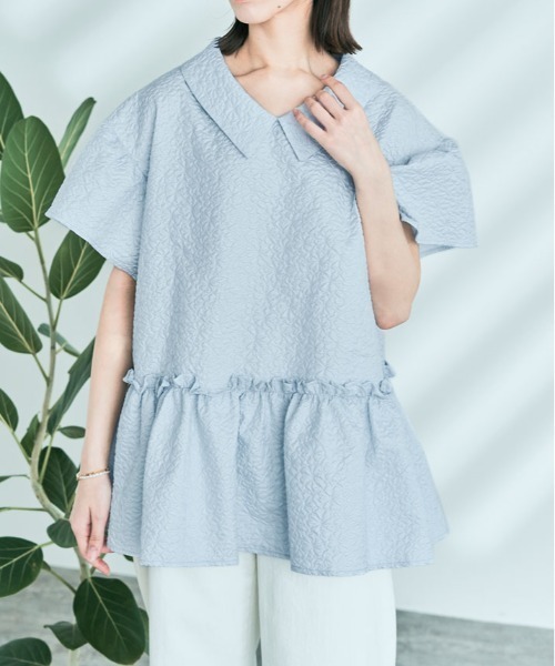 kirakiraShop(キラキラショップ)の「エンボスペプラム フレア ブラウス(シャツ/ブラウス・レディース・ブルー系その他/ホワイト/ブラック・M/L)」の11枚目の写真