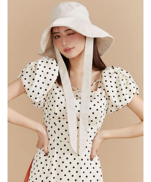 RESEXXY（リゼクシー）の「ストリングデザインバケットハット（ハット・レディース・ブラック/アイボリー・FREE）」の4枚目の写真