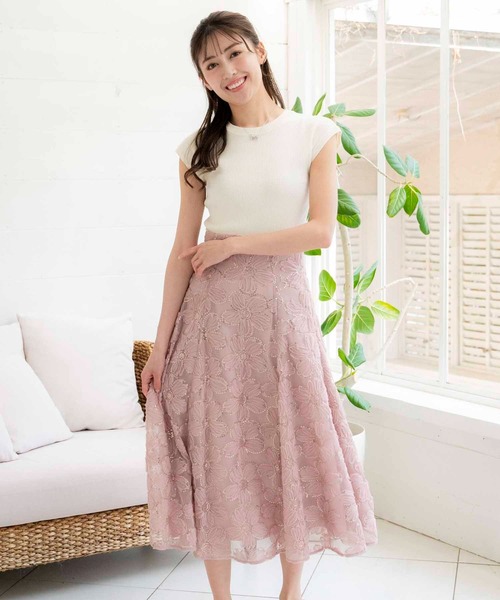 【新品】 ノエラ　スパンコールチュールスカート　S　サックス　春夏　可愛い Noela（ノエラ）の「スパンコールチュールスカート（スカート