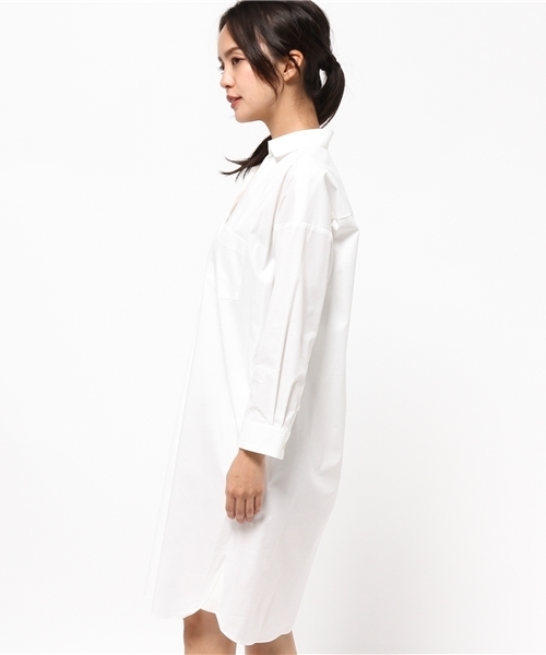 La TOTALITE(ラトータリテ)の「スキッパーシャツワンピース◆(ワンピース・レディース・カーキ/ホワイト・FREE)」の4枚目の写真