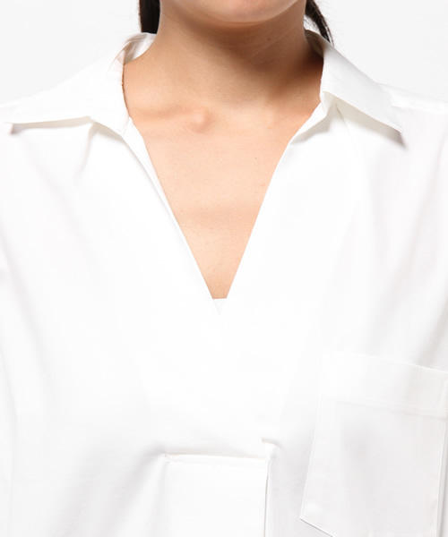 La TOTALITE(ラトータリテ)の「スキッパーシャツワンピース◆(ワンピース・レディース・カーキ/ホワイト・FREE)」の7枚目の写真