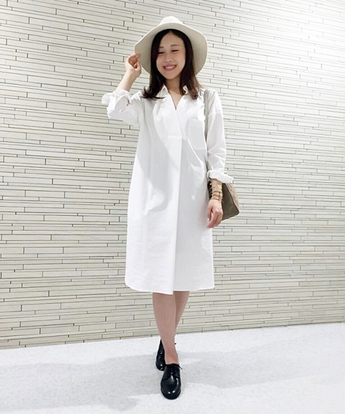 La TOTALITE(ラトータリテ)の「スキッパーシャツワンピース◆(ワンピース・レディース・カーキ/ホワイト・FREE)」の13枚目の写真