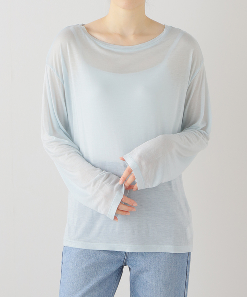 Spick & Span(スピックアンドスパン)の「シアーニュアンスロンT(Tシャツ/カットソー・レディース・サックスブルー/ベージュ/ホワイト・FREE)」の17枚目の写真