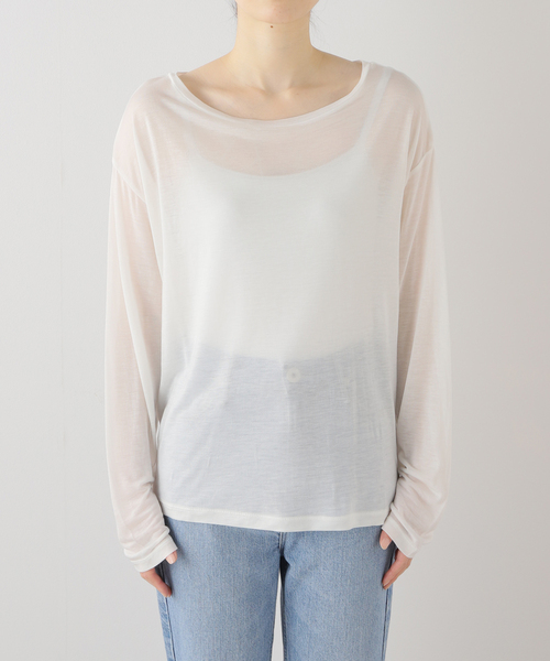 Spick & Span(スピックアンドスパン)の「シアーニュアンスロンT(Tシャツ/カットソー・レディース・サックスブルー/ベージュ/ホワイト・FREE)」の16枚目の写真
