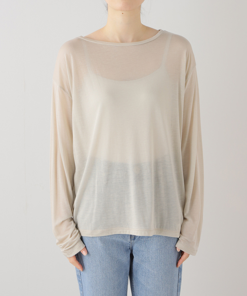 Spick & Span(スピックアンドスパン)の「シアーニュアンスロンT(Tシャツ/カットソー・レディース・サックスブルー/ベージュ/ホワイト・FREE)」の6枚目の写真