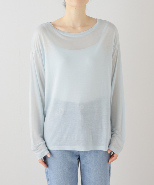 Spick & Span(スピックアンドスパン)の「シアーニュアンスロンT(Tシャツ/カットソー・レディース・サックスブルー/ベージュ/ホワイト・FREE)」の8枚目の写真