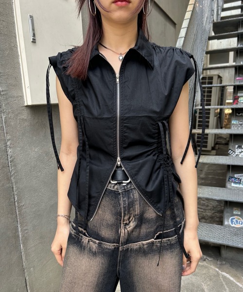 WHO'S WHO gallery(フーズフーギャラリー)の「【Six M/シックスエム】ギャザーリボンノースリシャツ(シャツ/ブラウス・レディース・サックスブルー/ブラック/オフホワイト/グレー/グレー系その他2・FREE)」の12枚目の写真