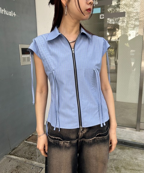 WHO'S WHO gallery(フーズフーギャラリー)の「【Six M/シックスエム】ギャザーリボンノースリシャツ(シャツ/ブラウス・レディース・サックスブルー/ブラック/オフホワイト/グレー/グレー系その他2・FREE)」の21枚目の写真