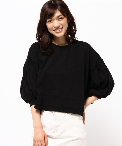 CIAOPANIC（チャオパニック）の「【Ciaopanic】　remakeバルーンT（Tシャツ/カットソー・レディース・オフホワイト/ブラック/グレー・FREE）」の2枚目の写真