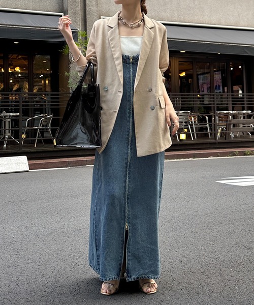 doudou ドゥドゥ　強撚シアーダブルジャケット　ベージュ　シアージャケット DouDou ジャケット テーラードジャケット シアーダブルジャケット