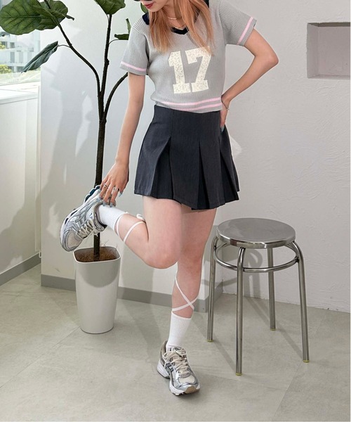 sedacle girl(セダクルガール)の「ナンバリングポロニット(Tシャツ/カットソー・レディース・ネイビー/ピンク/グレー・FREE)」の7枚目の写真