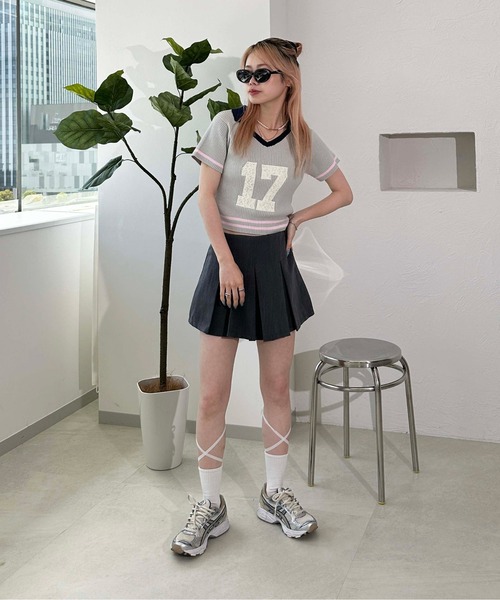 sedacle girl(セダクルガール)の「ナンバリングポロニット(Tシャツ/カットソー・レディース・ネイビー/ピンク/グレー・FREE)」の8枚目の写真