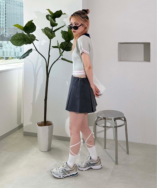 sedacle girl(セダクルガール)の「ナンバリングポロニット(Tシャツ/カットソー・レディース・ネイビー/ピンク/グレー・FREE)」の9枚目の写真