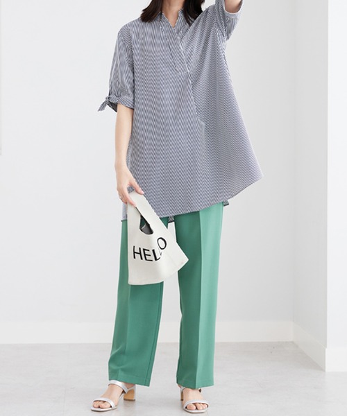麻ウエストリボン半袖チュニックシャツ 麻ウエストリボン半袖チュニックシャツ – Stylora store eco loop