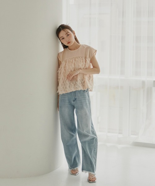 【水越みさと × Olu.】シアーフェザーTシャツ Olu.（オルドット）の「【水越みさと × Olu.】シアーフェザーT
